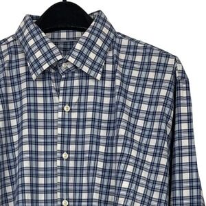 Peter Millar Mens XL Devon Cotton Nylon Performance Blend Sport Shirt Blue Plaid